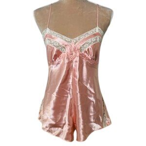 Vintage Victoria's Secret Gold Label Lace Satin Teddy Romper